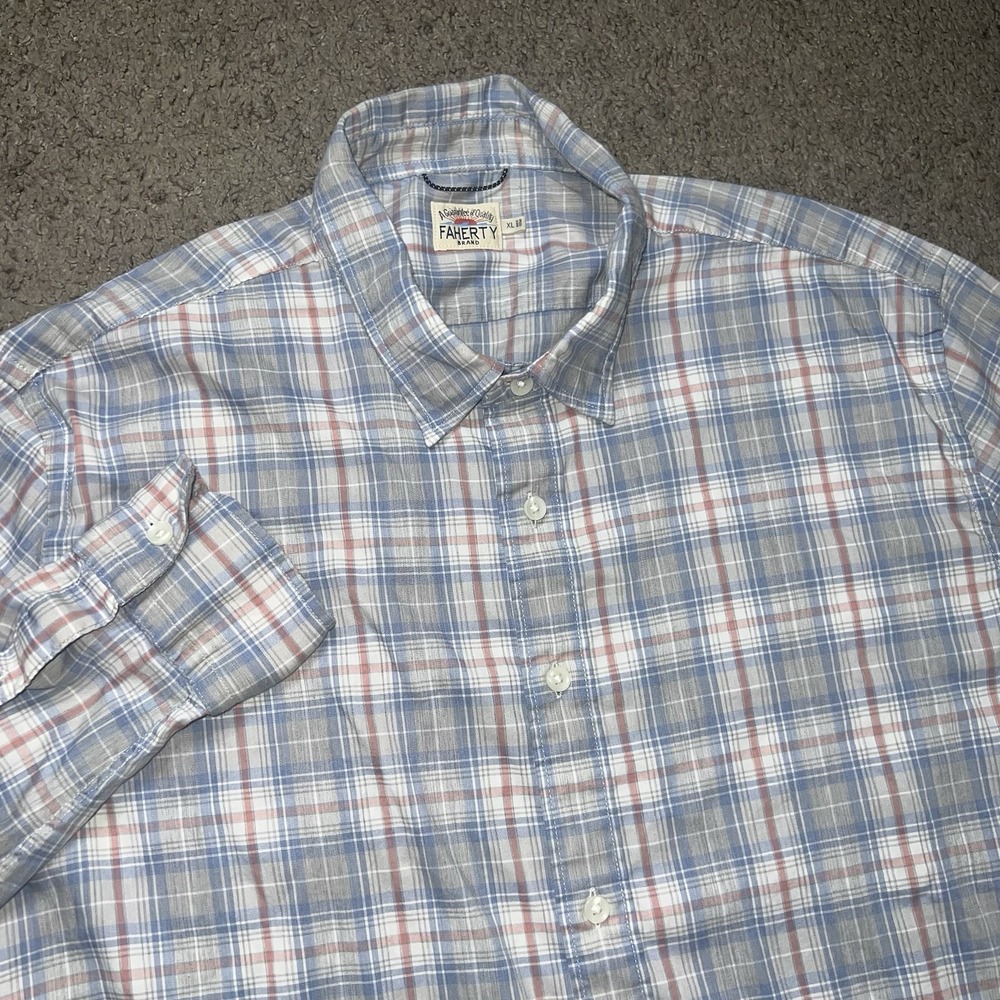 Faherty The Movement Shirt - Everbay Coast Plaid L/S Button Up - Men's XL